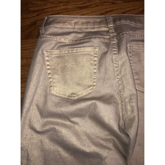 Jennifer Lopez Metallic Gold Glitter Reflective Straight-Leg Pants Size 8 - Picture 12 of 16